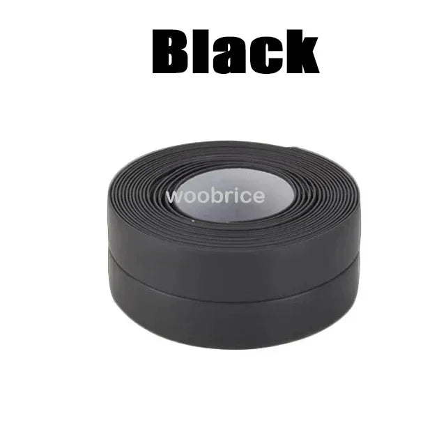 PVC Waterproof Sealing Tape Bathroom Toilet Caulk Tapes Kitchen Sink Countertop Mildew Fouling Proof Sealer Self Adhesive Strip Zpaxo black 3.2m 3.8cm