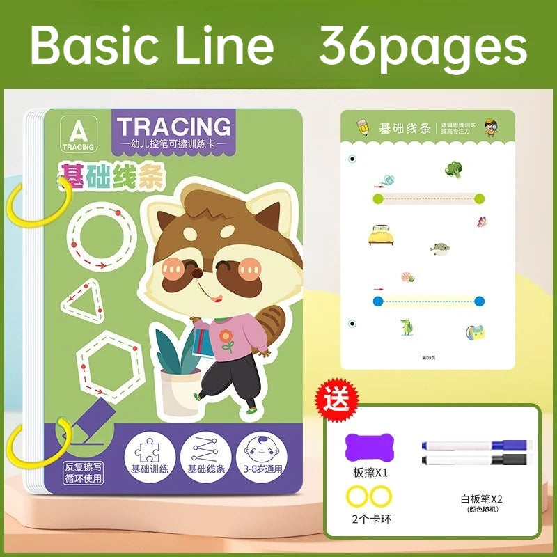 Reusable Magic Tracing Workbook Educational Drawing Pen Control