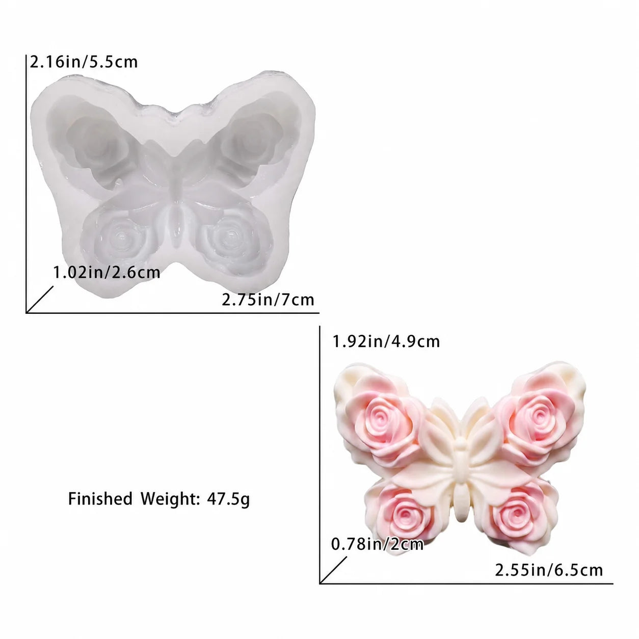 Rose Butterfly Silicone Mold for Resin, Candles & Crafts