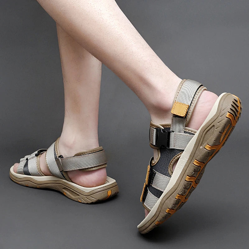 Summer Men Sandals Leather Mens Casual Shoes Outdoor Beach Roman