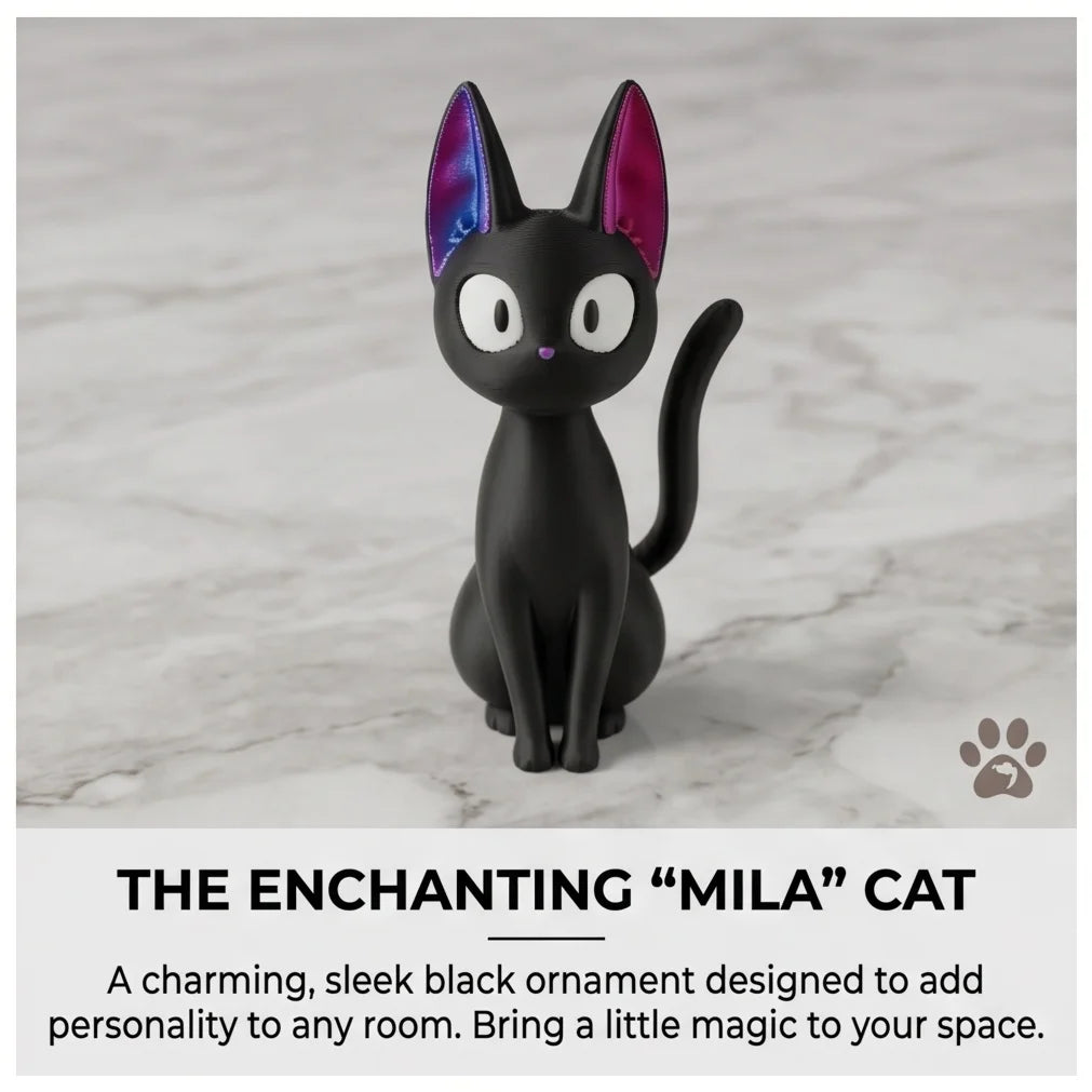 Cute Mila Cat Figurine 3D Printed Ornament Aesthetic Desk Decor