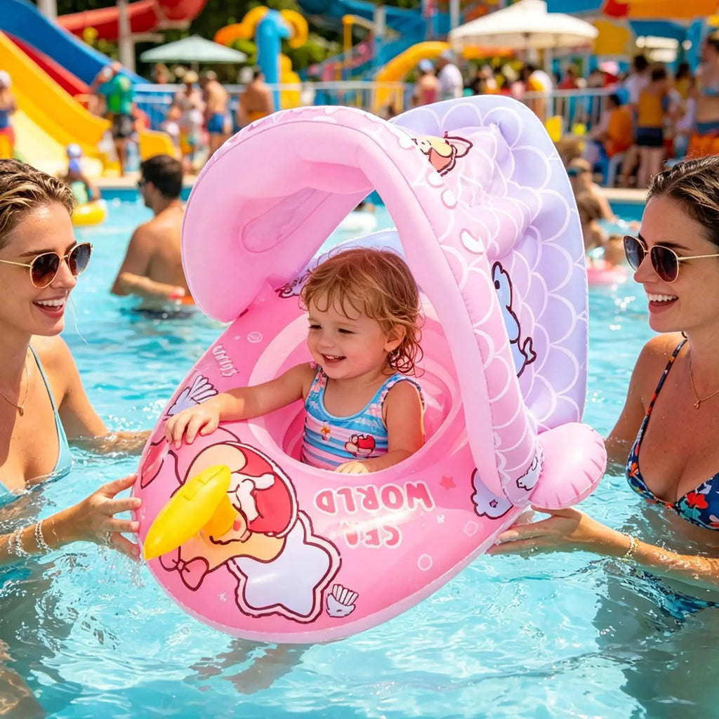 Kids Swimming Pool Floats Sun Protection Inflatable Ring With Canopy Kids Swimming Float For Bath Beach Tub Shower Summer Zpaxo China Mainland