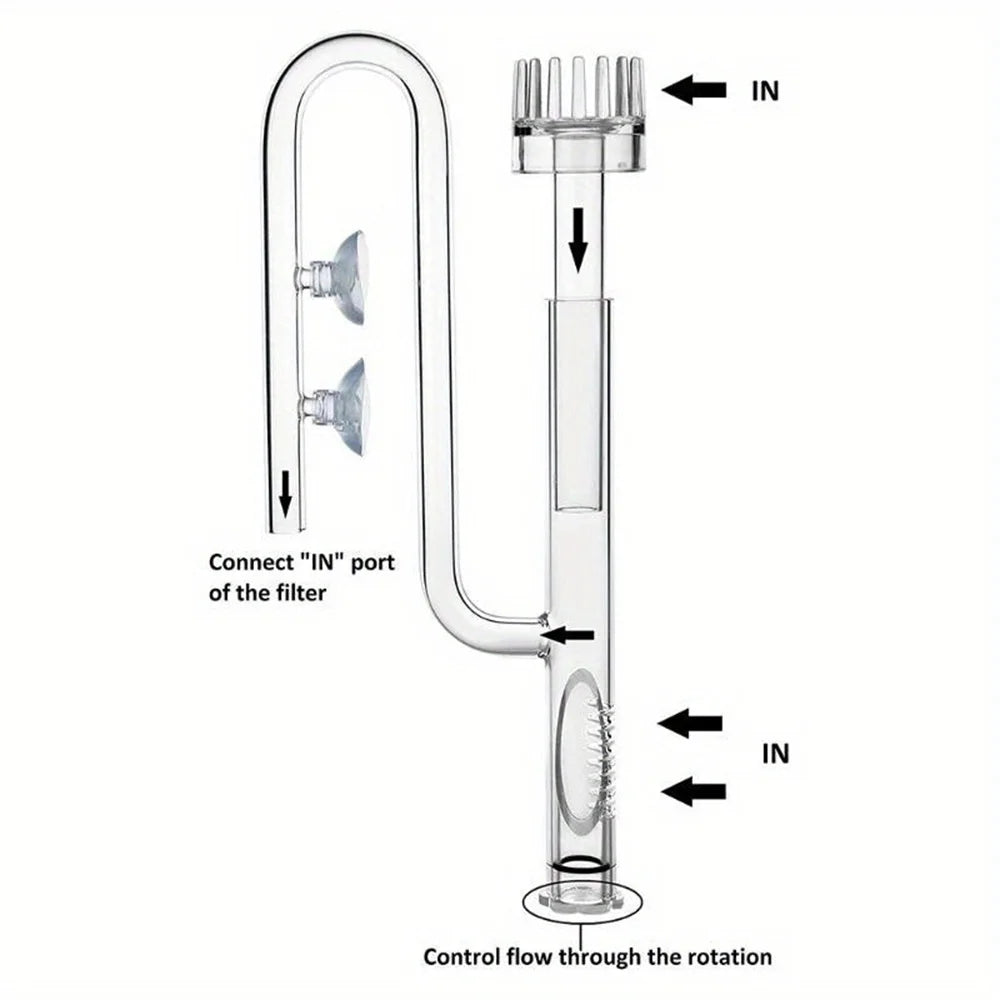 Aquarium Water Pump Inlet Tube Glass Pipe Inflow Surface Skimmer Fish