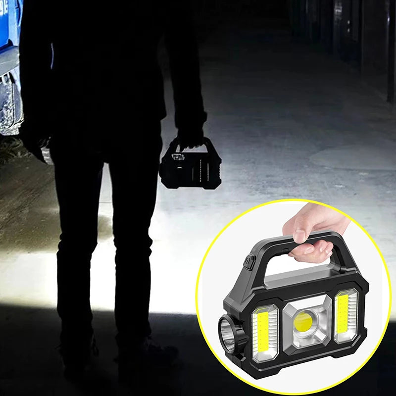 KDULIT Solar Rechargeable COB LED Flashlight – Zoomable Waterproof