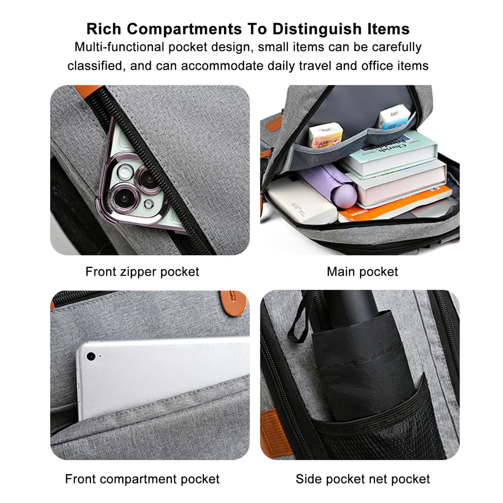 Large-Capacity Travel Backpack 15.6-Inch Laptop Backpack for Men Women Water-Resistant Business Rucksack with Luggage Strap Zpaxo