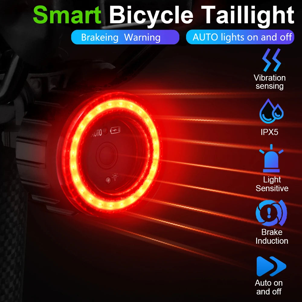 Toptrek Bicycle Rear Light USB Charging High Visibility Multifunction Flashing With Brake Sensor Tail Light MTB Road Bike Lamps Zpaxo