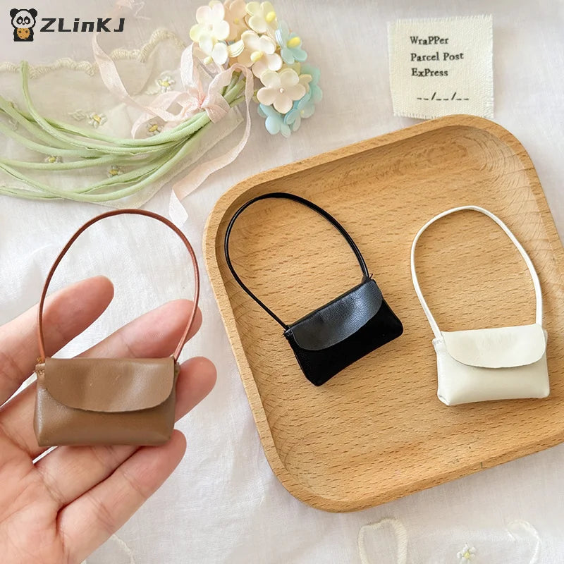 ▶1Pcs PU Leather Purse Accessories For 15-17cm Doll Handbag Lady Leather Bag Dollhouse Decoration Pretend Play Toy Zpaxo