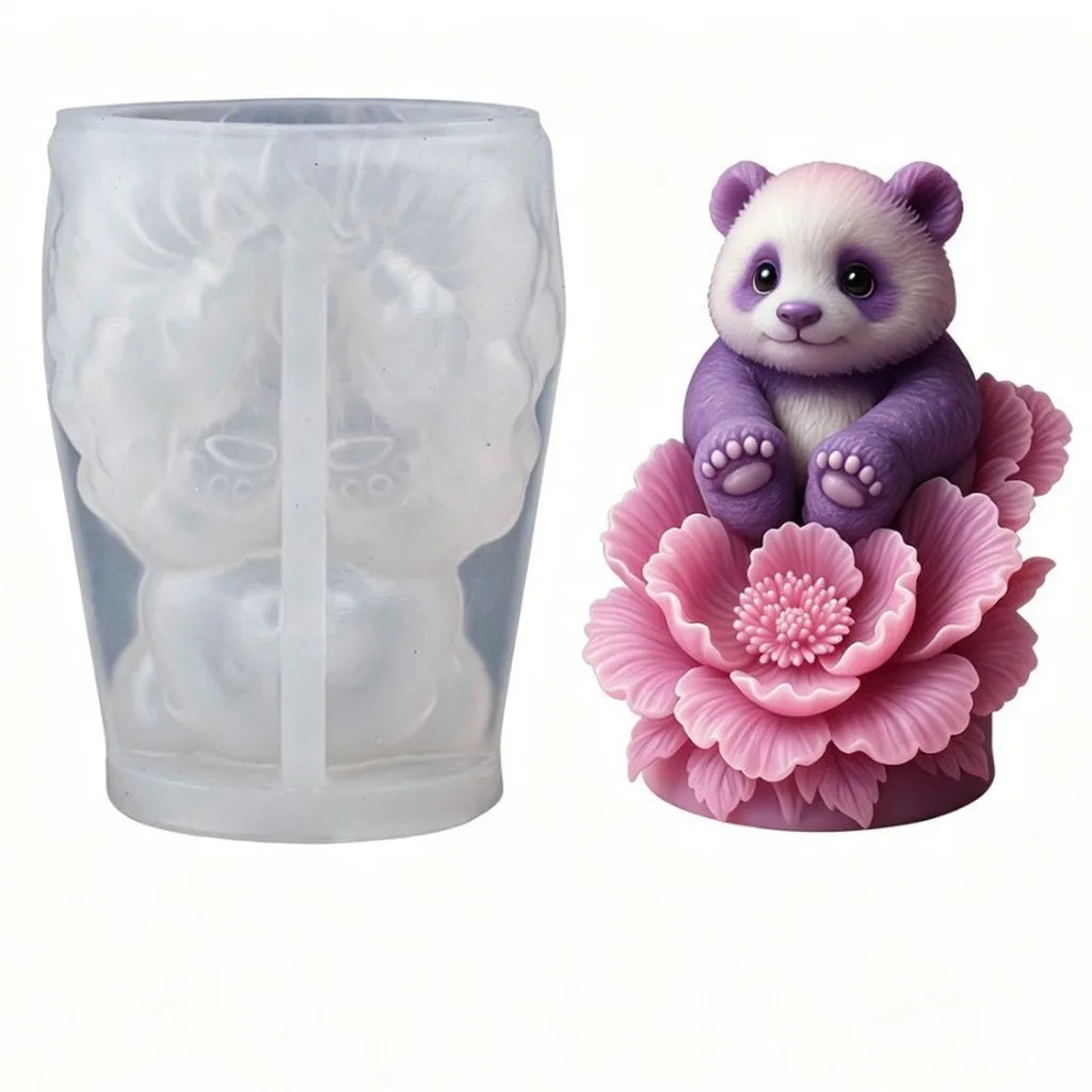 3D Peony Panda Silicone Candle Mold – Food Grade DIY Craft Silicone Candle Mold Zpaxo