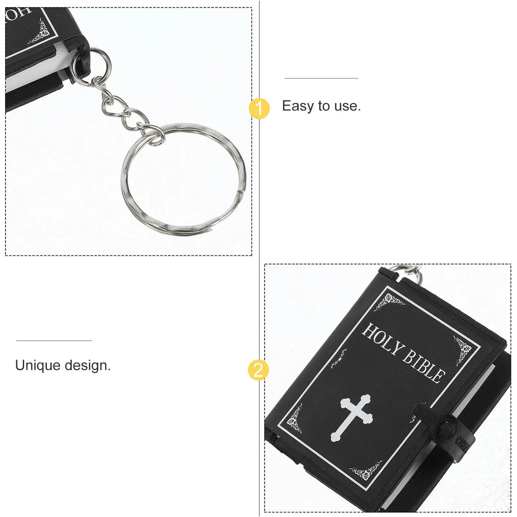 Bible Keychain Mini Creative Book Pendant Sturdy Key Ring Religious