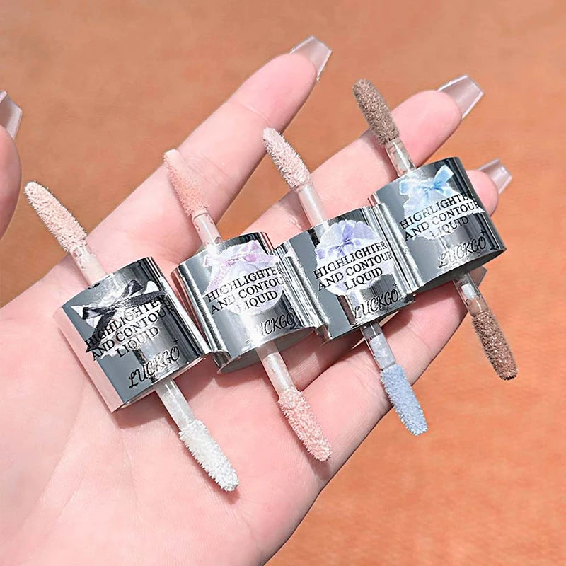 Double-head Highlighter Contour Liquid Moisturizing Silky Three-dimensional Contour Stick Natural Brightening Nose Shadow Makeup Zpaxo