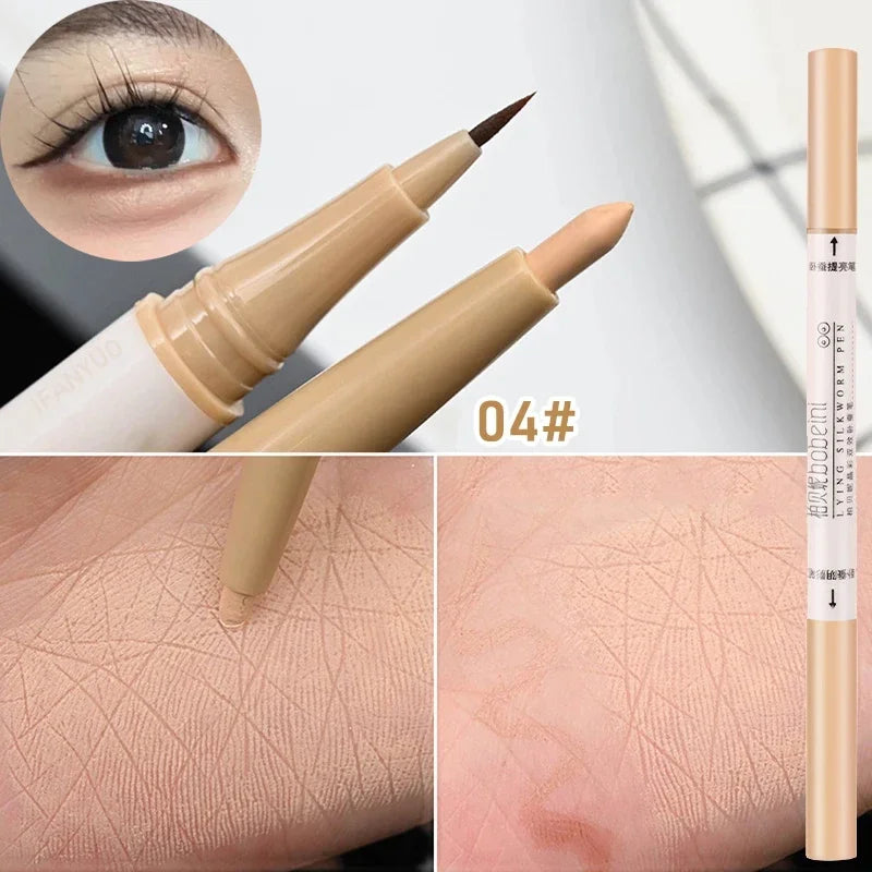 Ultra-fine Double Ended Eyeliner Pencil Matte Highlighter Eyeshadow Makeup Stick Sparkling Liquid Shadow Brighten Silkworm Pen Zpaxo 04