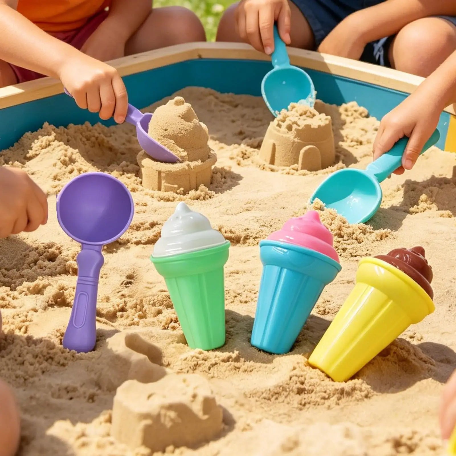Ice Cream Sand Toys 7 Fun Creative Colorful Molds Girls Boys Beach Zpaxo