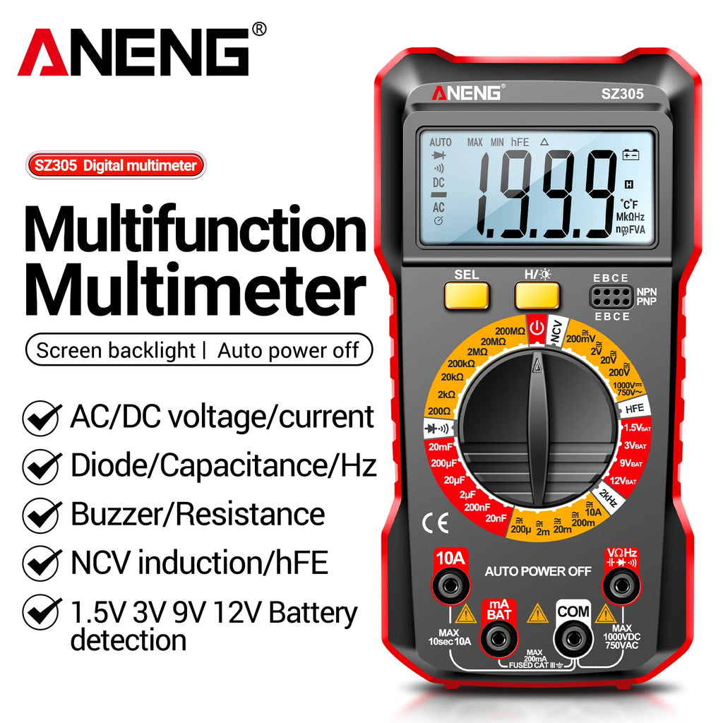 Digital Multimeters ANENG SZ305 200M Resistor 20mF Capacitor