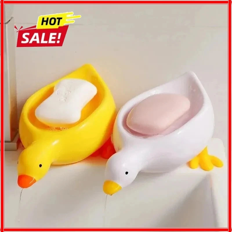 Cute Duck Soap Dish – Self-Draining Plastic Soap Holder Soap Dish Zpaxo