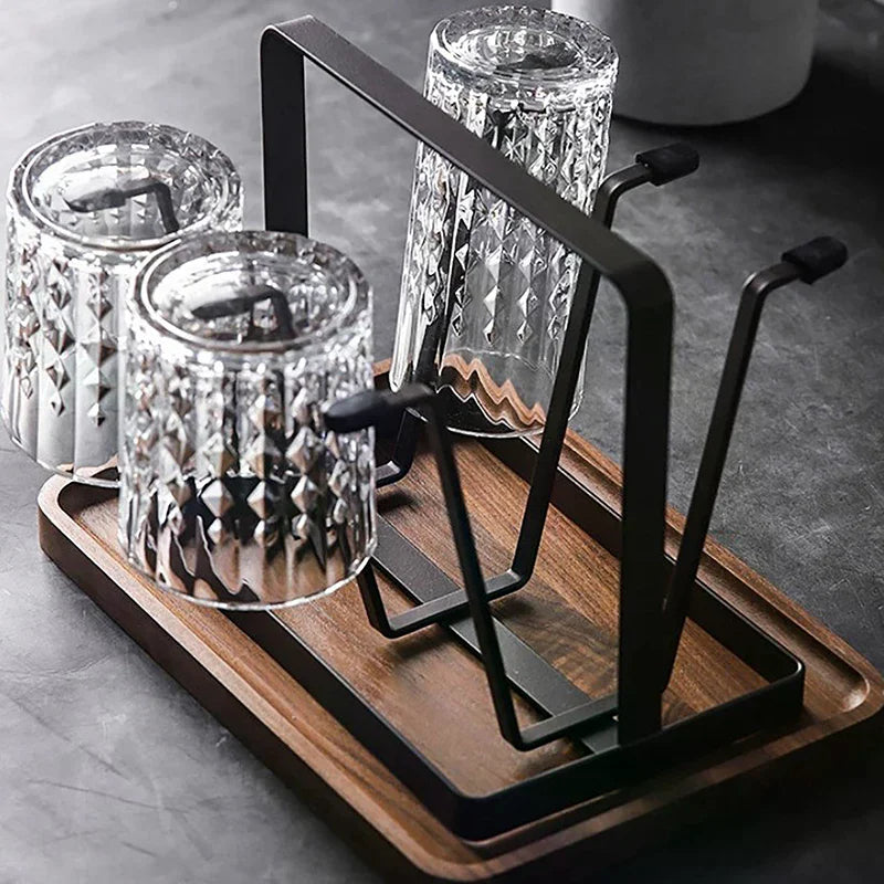 For Drinking Glass Containers With Protective Rubber Ends Hooks Hanging Drying Rack 6 Hook Organizer Steel Bottle Cup Zpaxo