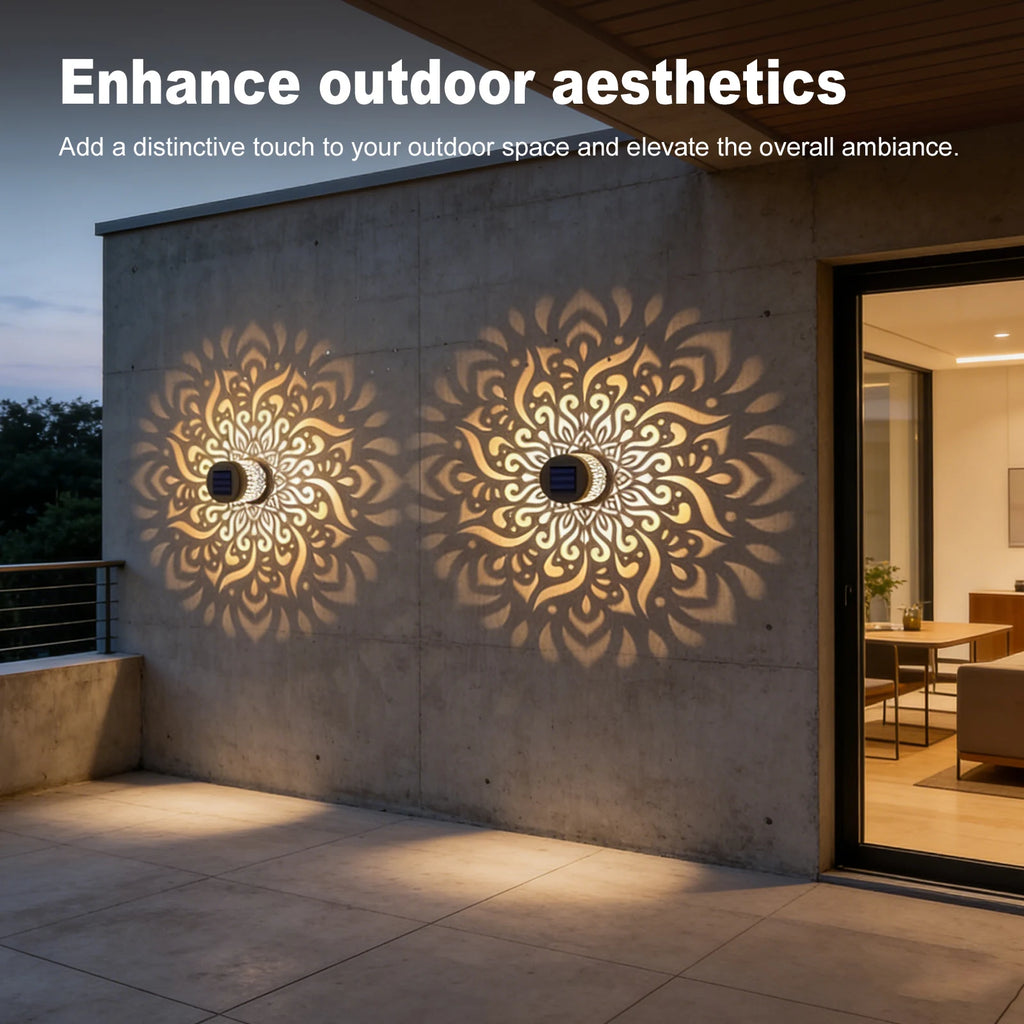 1 2 Solar-powered Datura Lantern Light Wall Lamp Outdoor Garden Patio