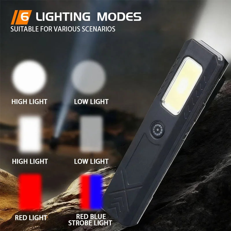 600LM Mini COB LED Flashlight – Rechargeable, Pen Clip & Magnet Rechargeable Flashlight Zpaxo