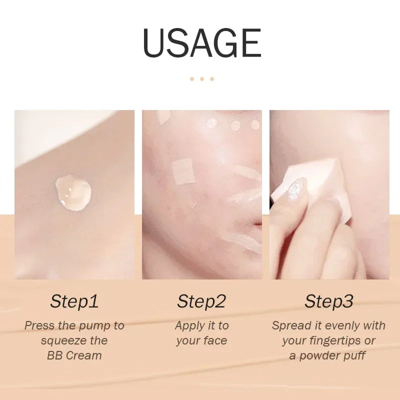 BB Cream Base Makeup Long Lasting Waterproof Brighten Skin Tone Cover