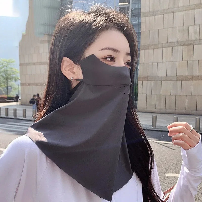 Women's Seamless Ice Silk-like UV Face Mask Ultra-thin Breathable Sun
