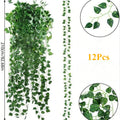 12/24Pcs Artificial Ivy Leaves Greenery Garland Fake Watermelon Vine Hanging Plants for Wedding Party Decoration Zpaxo 12Pcs