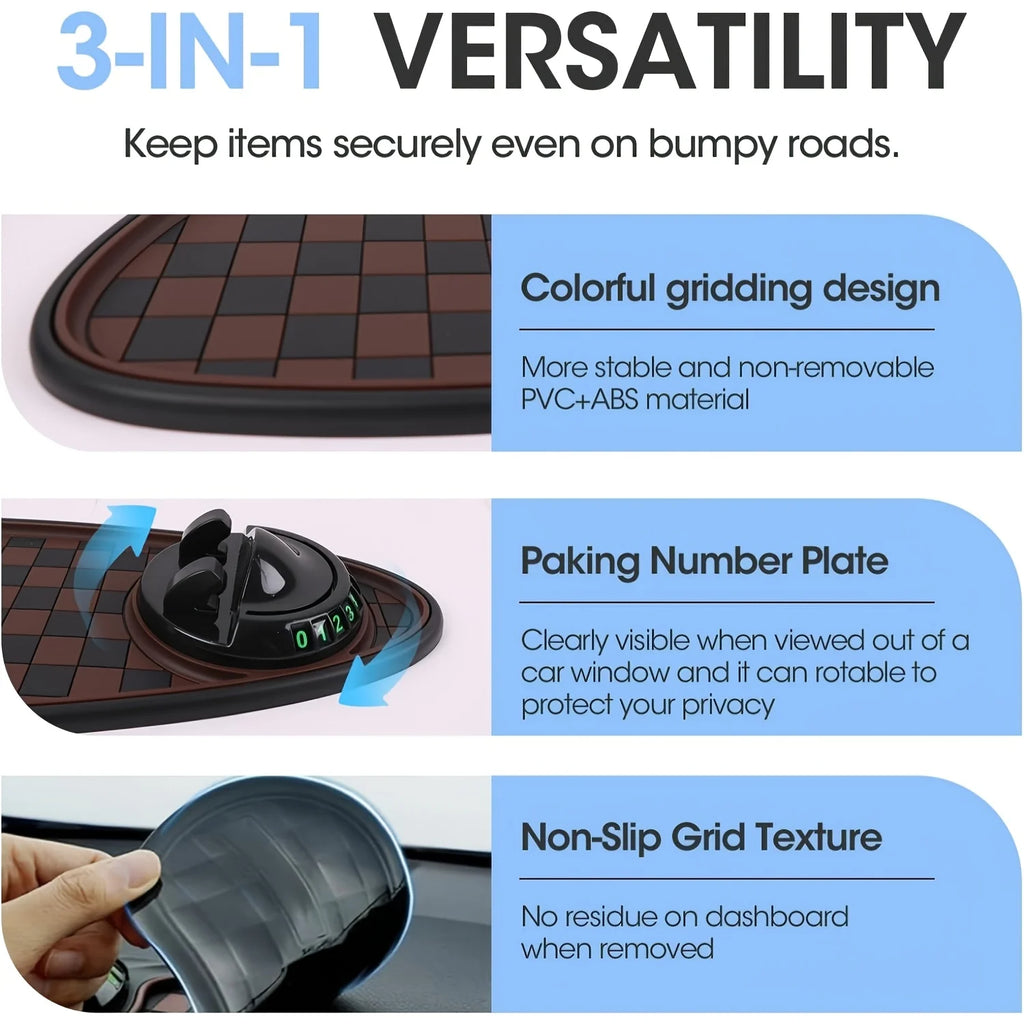 Car Dashboard Anti-Slip Mat, 360° Phone Holder & Parking Pad Dashboard Phone Organizer Zpaxo