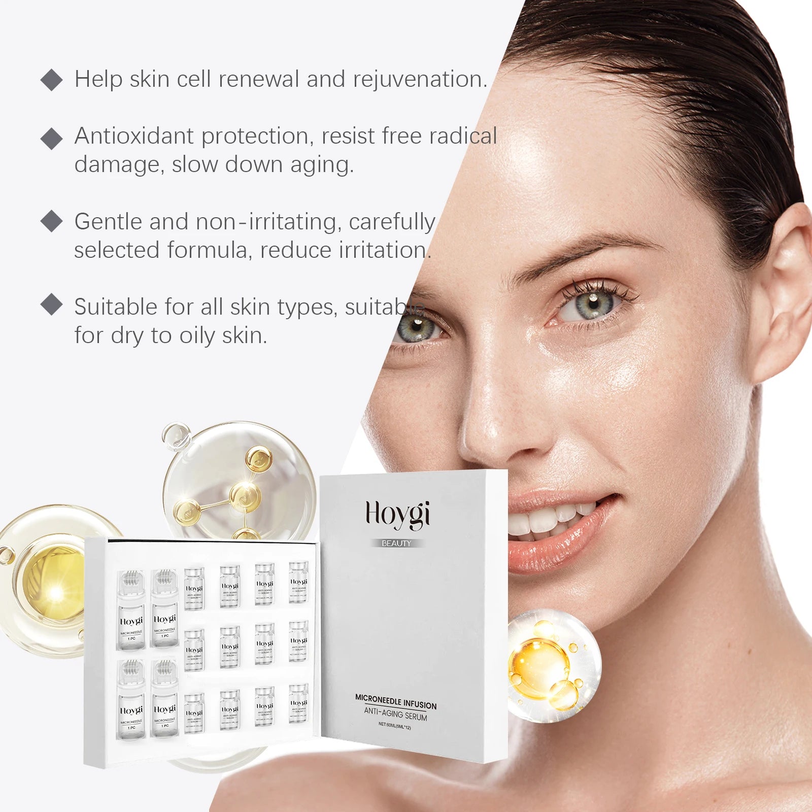 Hoygi Firming Facial Serum Set with Microneedle Roller Anti-Aging Facial Serum Set Zpaxo