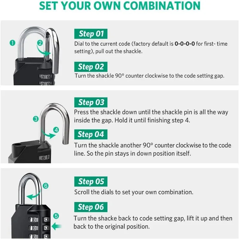 4-Digit Combination Padlock Weatherproof Lock Gym School Locker