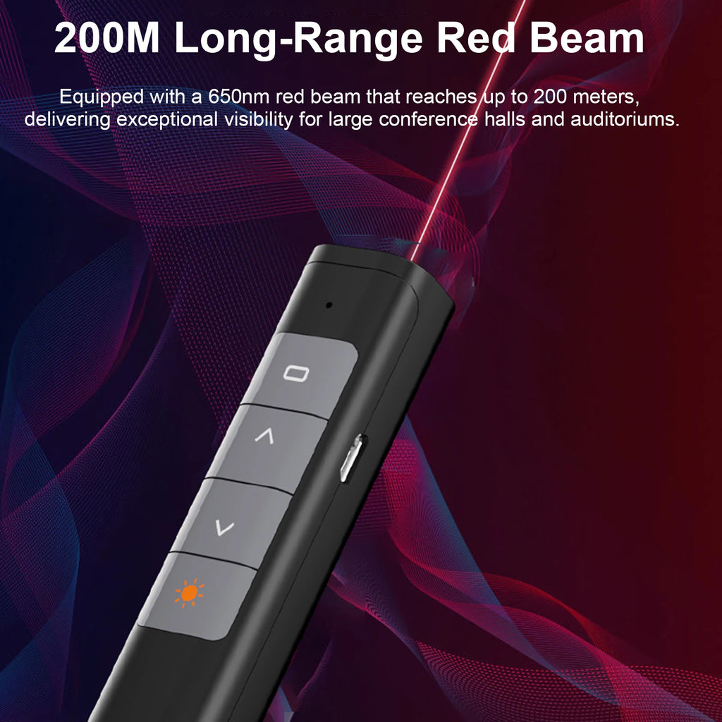 Plug-and-Play Page Turner Rechargeable 2.4GHz Wireless Presenter Remote Presentation Clicker Red Beam Pointer for PC Laptop Zpaxo