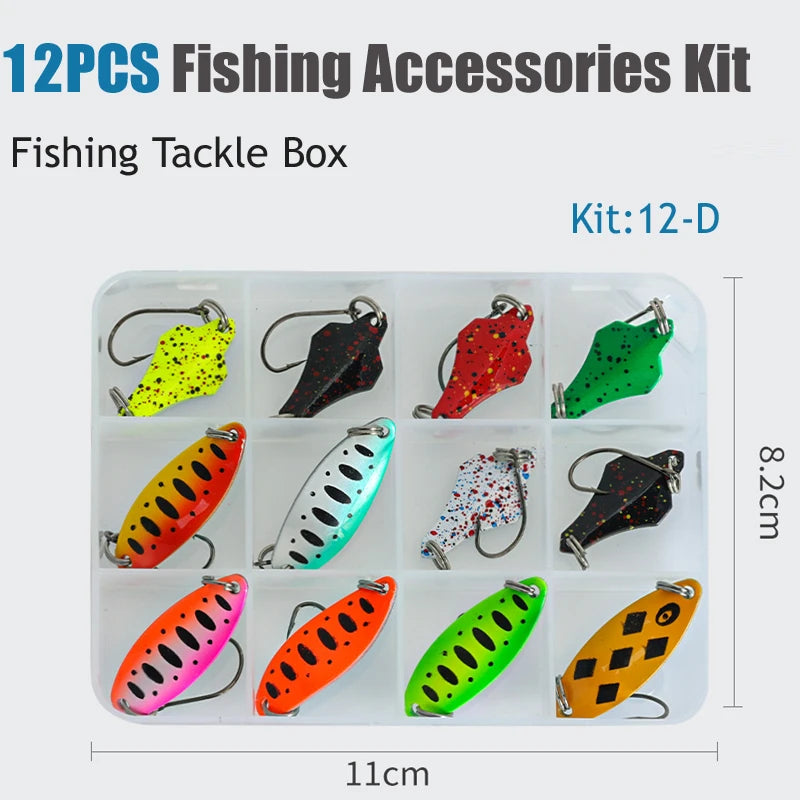 43-Piece Metal Spoon Trout Lure Set – Wobbler Jigging Tackle Fishing Spoon Lure Set Zpaxo LSKIT-12D
