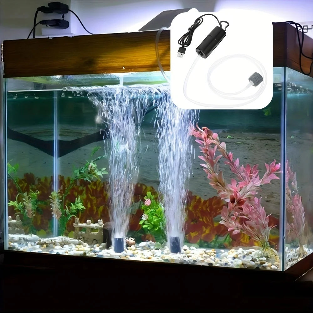 Aquarium Oxygen Air Pump Fish Tank USB Silent Compressor Aerator