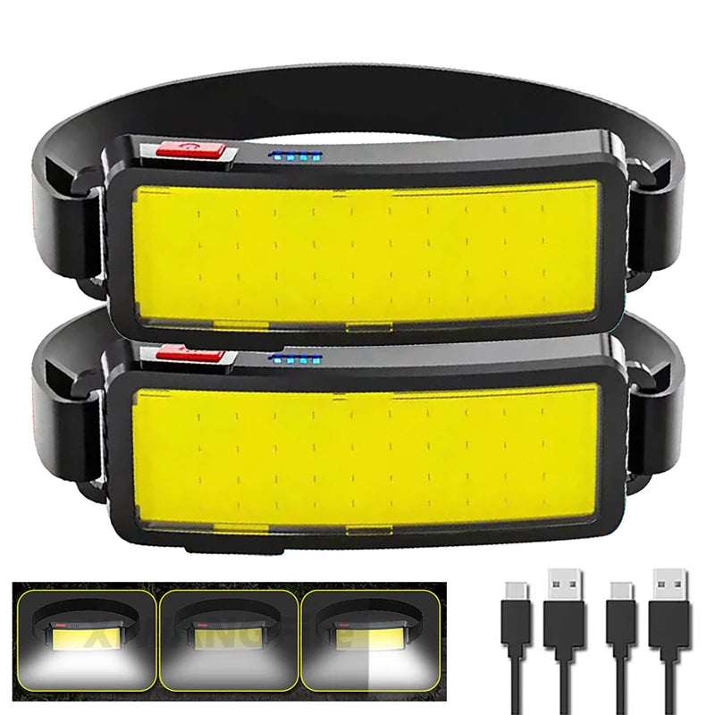 COB LED Rechargeable Headlamp – 500 Lm, USB-C, IPX4 Waterproof
