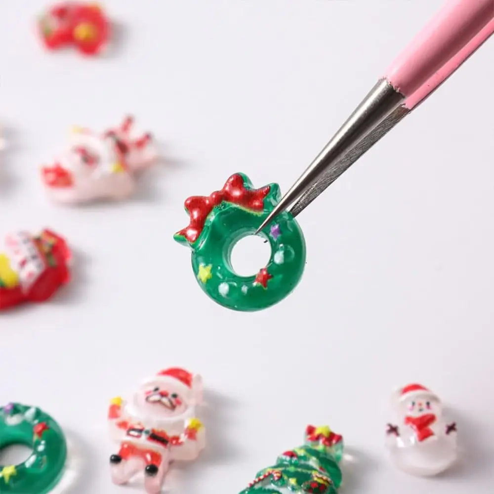Colorful Christmas Nail Charms Reindeer Snowman Bell Mix Art Santa Zpaxo