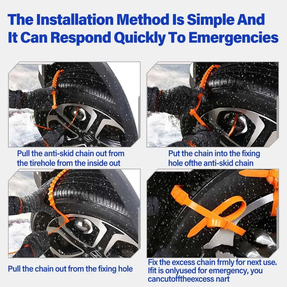 1- Complete Winter Vehicle Safety Universal Snow Chains Tow Rope