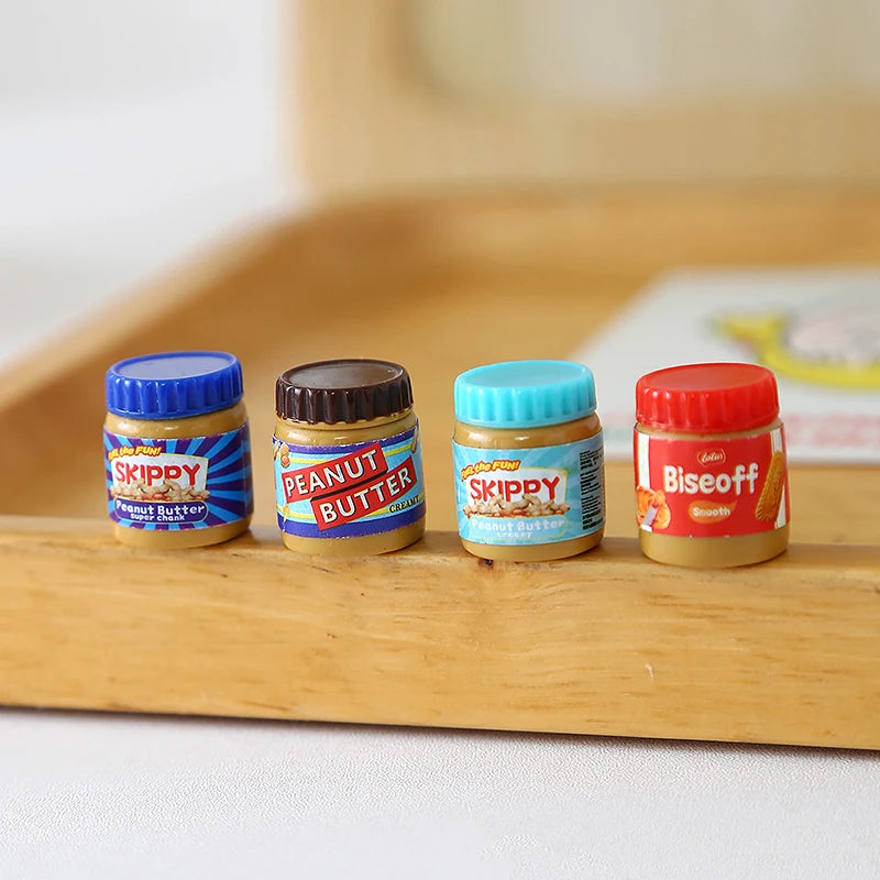Miniature Dollhouse Simulation Peanut Butter Model Decor Toy Doll Zpaxo 6pcs random