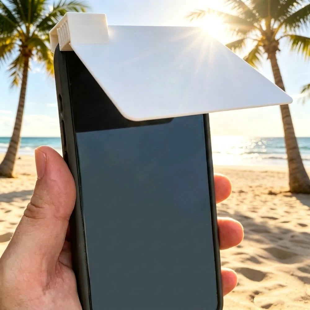 3D Printed Mobile Phone Sunshade Anti-UV Adjustable Angle Cellphone Zpaxo White