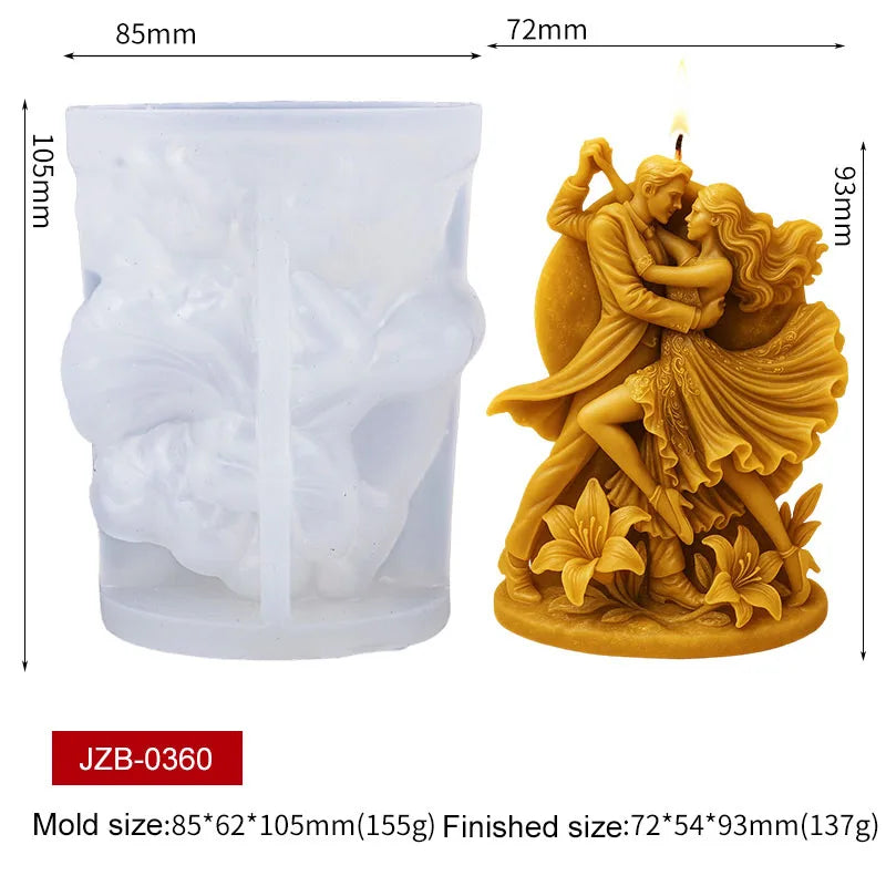 Dancing Couple Silicone Candle Mold for Wedding Valentine's Day DIY Aroma Soap Wax Gypsum Plaster Craft Ornament Mold Home Decor Zpaxo JZB-0360
