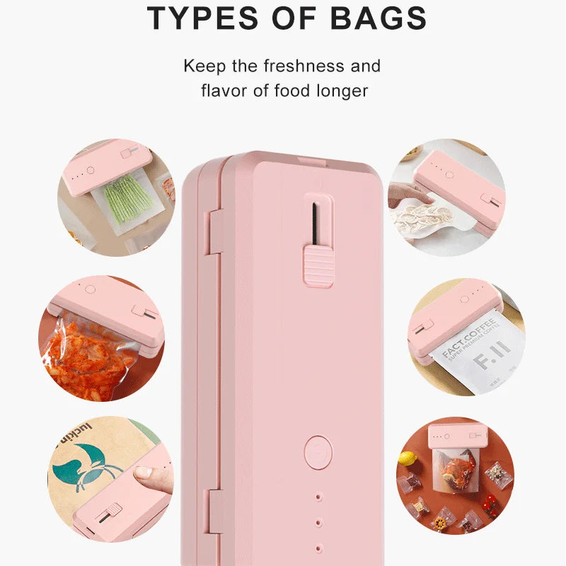 2 In 1 Mini Portable Sealing Machine Food Packaging Machine Kitchen Sealing Machine USB Charging Model Zpaxo