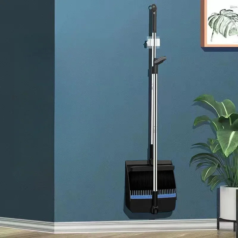 Broom & Dustpan Set – Foldable Sweeping Brush with Dustpan Broom & Dustpan Set Zpaxo Rotating black