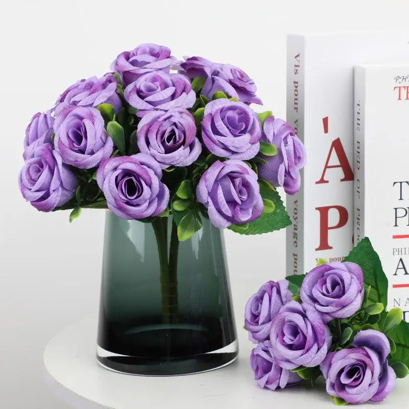 Artificial Pansy Flowers Silk Rose Bouquet Realistic DIY Simulated Floral Arrangement Wedding Home Party Table Centerpiece Zpaxo