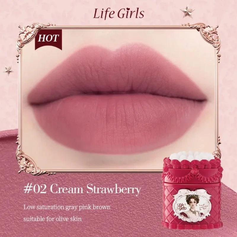 Strawberry Cake Lipstick Matte Velvet Mousse Lip Gloss Mud Soft Focus