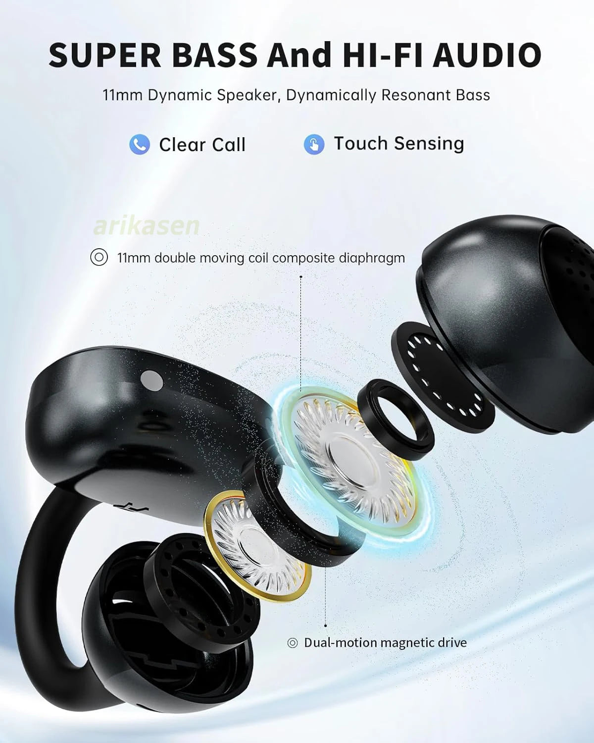 Clip Earbuds Bluetooth 6 0 Wireless Open Ear Headphones Clear Call