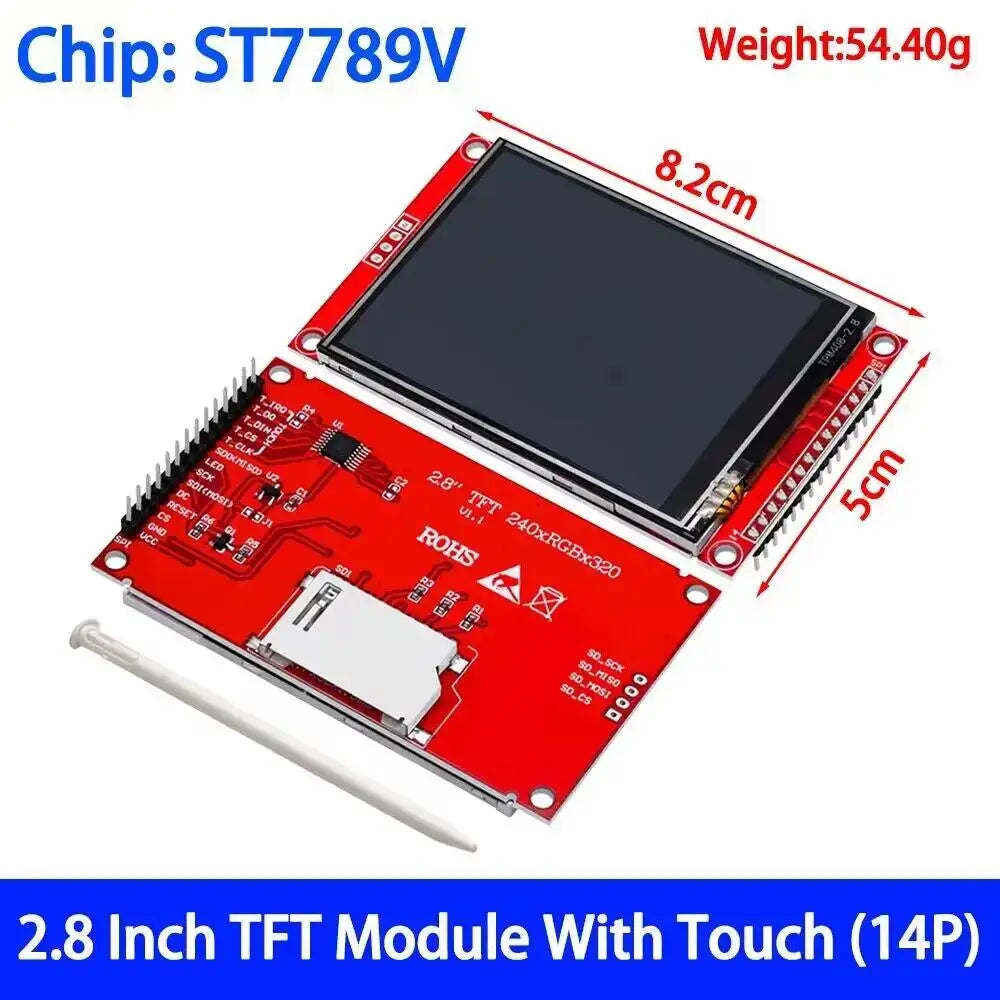 1PCS J34 F85 240x320 2.8" SPI TFT LCD Touch Panel Serial Port Module with PCB ILI9341 ST7789V 5V/3.3V 2.8 TFT With touch Zpaxo ST7789V With touch