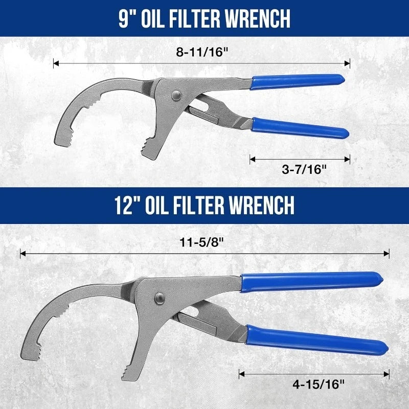 9" & 12" Adjustable Oil Filter Wrench Pliers – Cars & Trucks