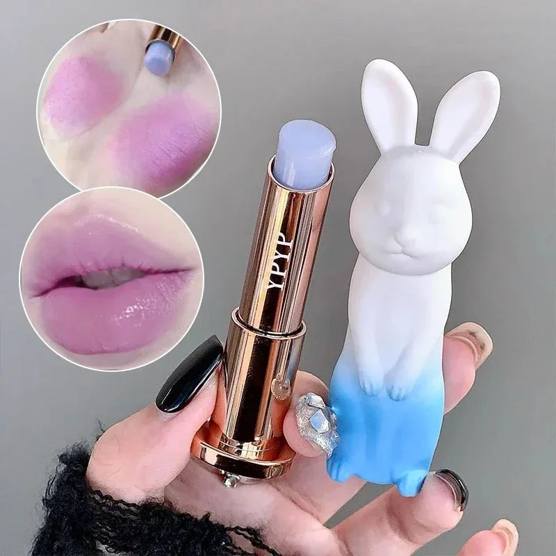Rabbit Moisturizing Lip Balm Purple Rose Tint Crystal Jelly Colored Anti-chapped Smooth Lip Lines Base Clear Lipstick Lips Care Zpaxo