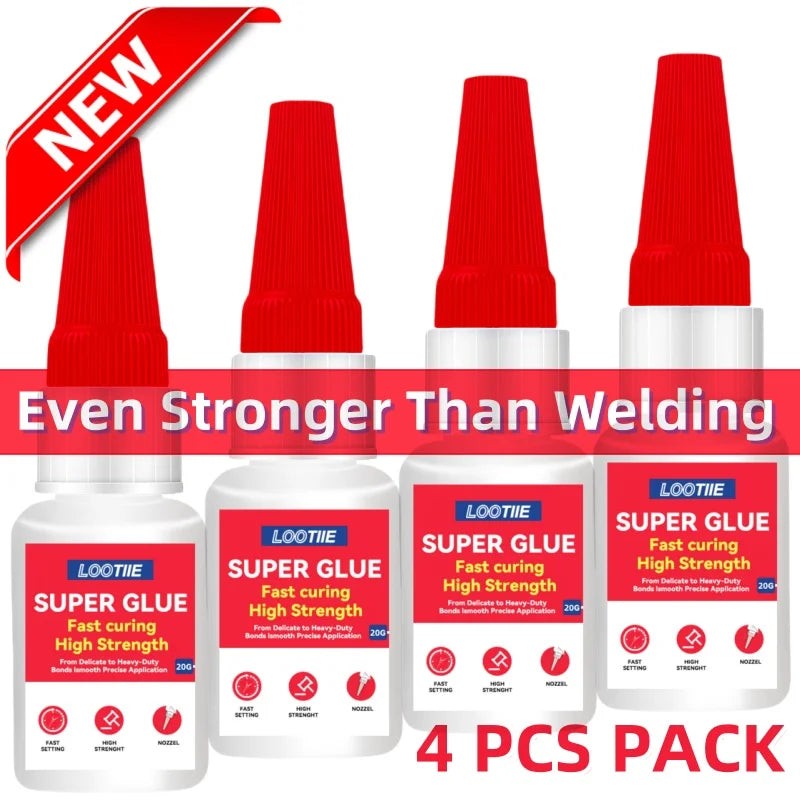 4pcs Super Fast Bonding Glue - 10s Quick Fix Adhesive for Plastic/Metal/Wood/Ceramic/Glass, Multi-Purpose Repair Glue (20g) Zpaxo 20g-4pcs