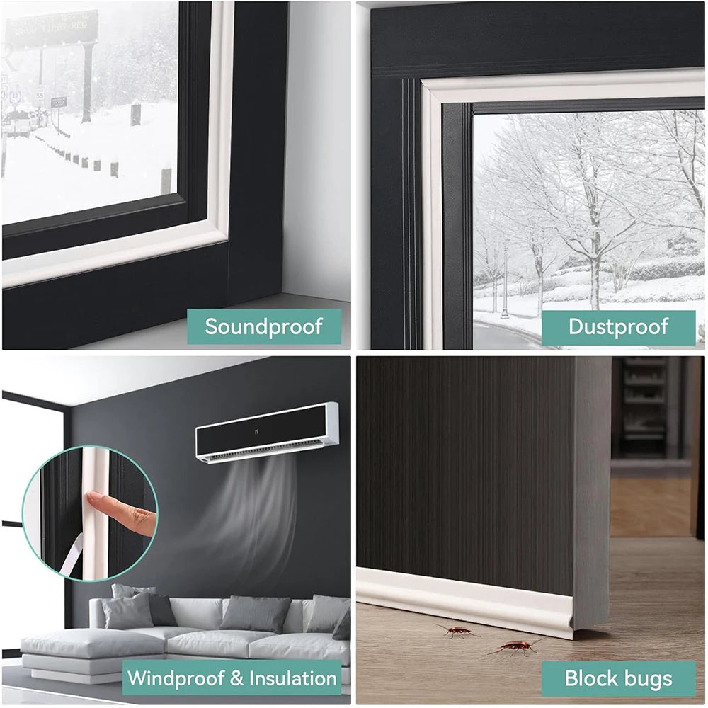 10M Weather Stripping Self-Adhesive Seal Strip for Door Window Window Insulation Soundproof Dustproof Gap Filler Zpaxo