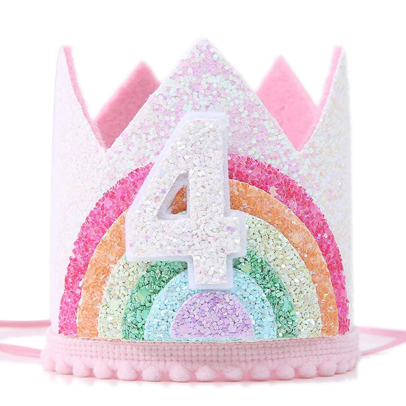 Felt Rainbow Crown Birthday Party Crowns 1st 2nd 3rd Happy Decor Kids