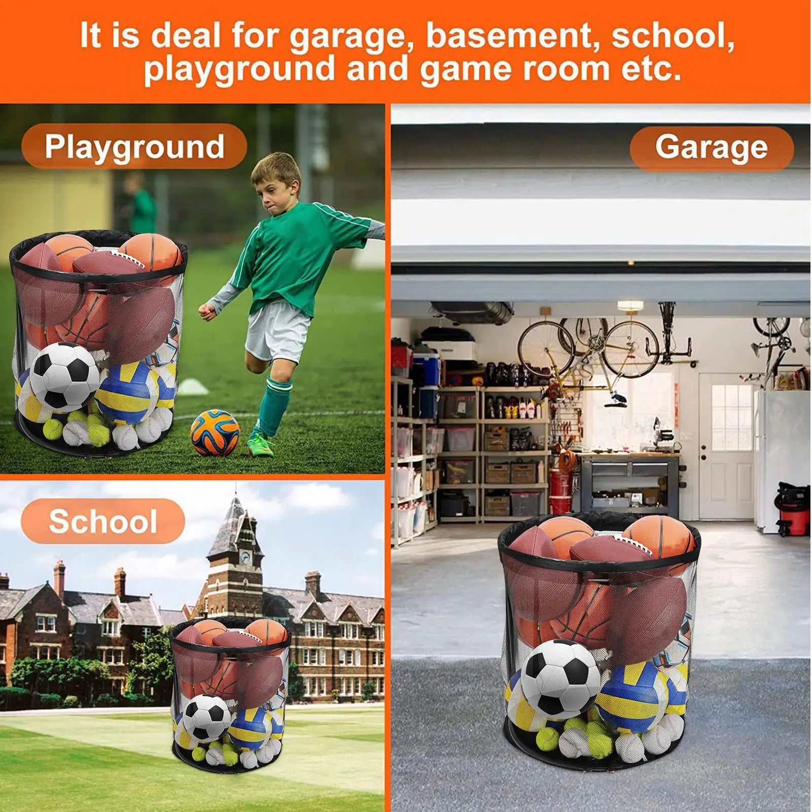Outdoor Ball Storage Sports Portable Organizer Box Large Capacity