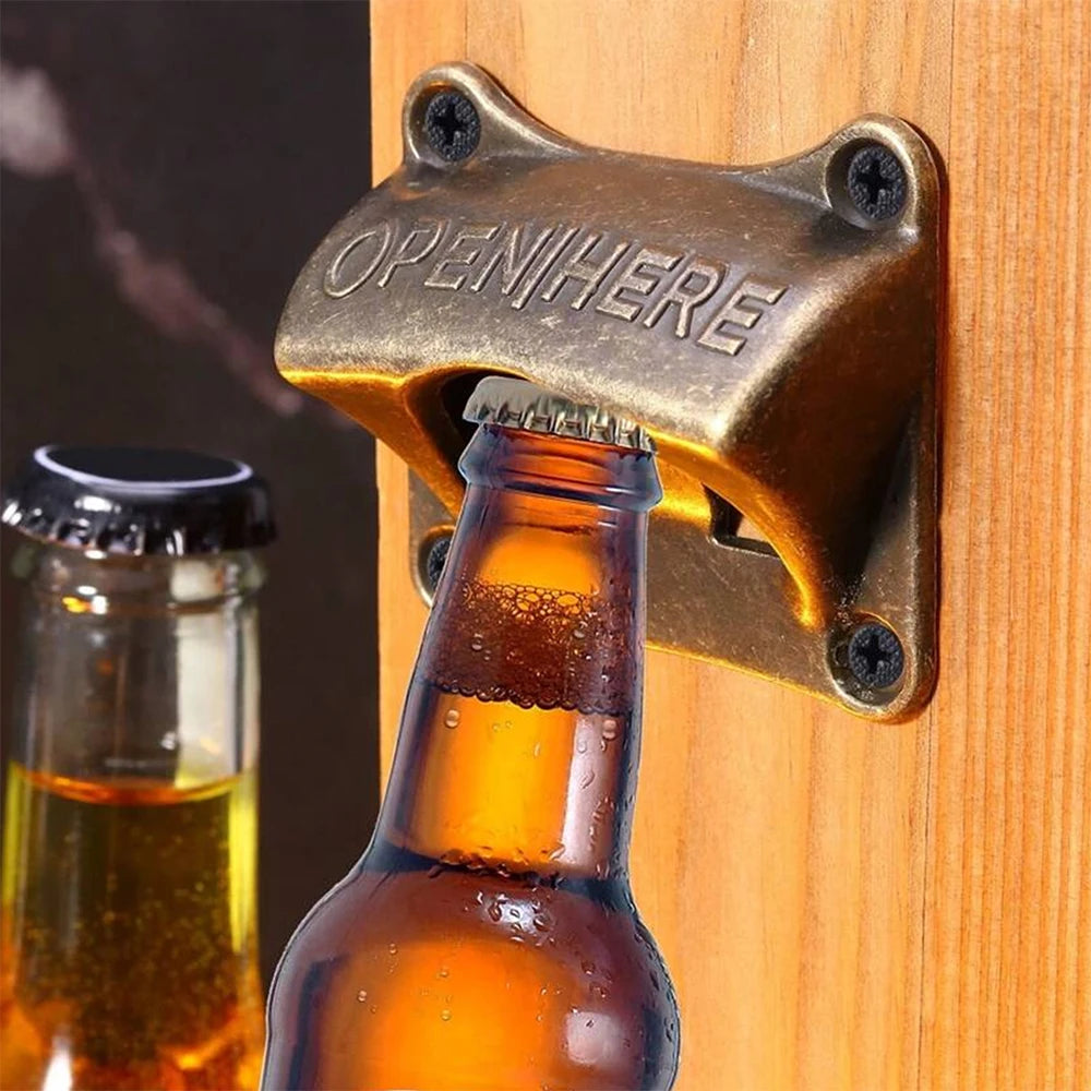 Metal Beer Bottle Opener Wall Mounted Retro Beer Bottle Opener Tools Outdoor BBQ Bar Accessories Zpaxo