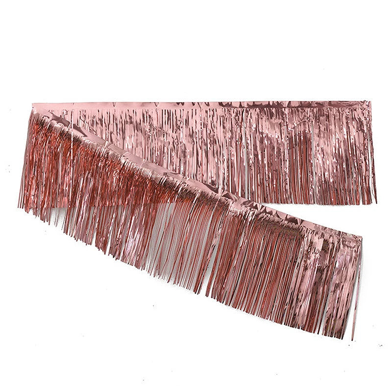 2m Glitter Tassels Fringe Banner Shinny Gold Metallic Foil Tassel Zpaxo Rose gold 2mx2